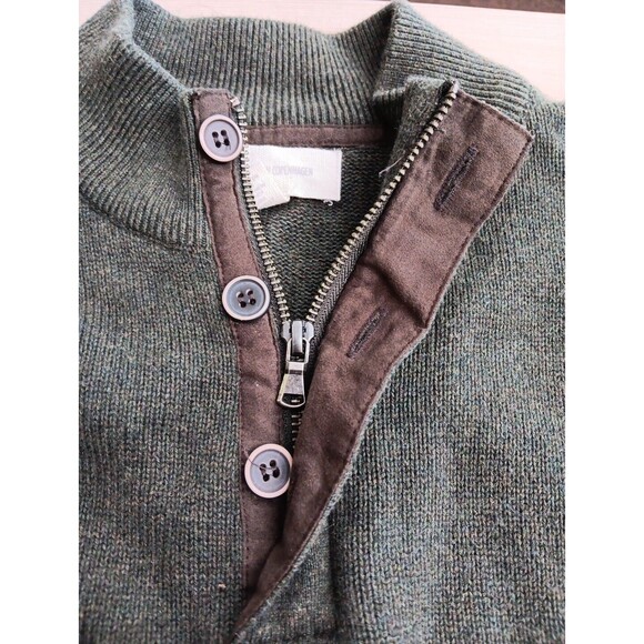 Frederick Anderson Copenhagen 1/4 Zip Sweater XL Olive Green Mock Neck Button - Picture 3 of 7